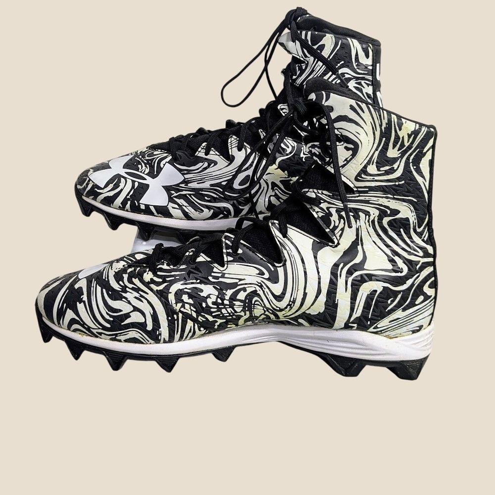 Under Armour Mens Football Cleats Size 13 Black White High Top 1289772-011